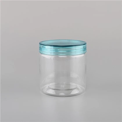 Blå fruktburk i plast